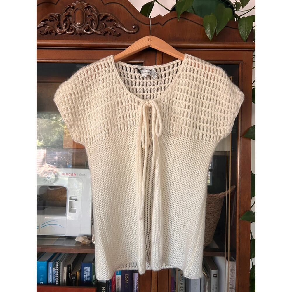 Vintage Bandini Wool Blend Knit Cardigan Short Sleeve Tie Front